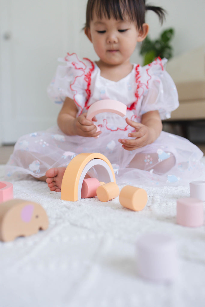 Pink Animal Rainbow Stacking Toy SpiritnSprout