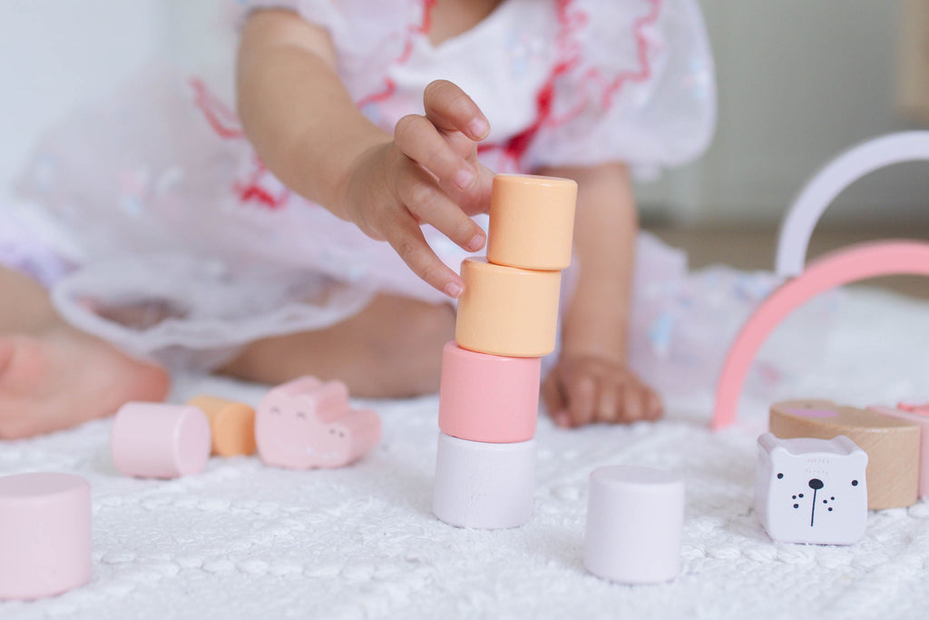 Pink Animal Rainbow Stacking Toy SpiritnSprout