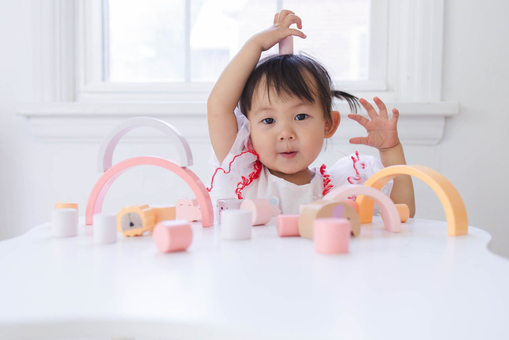Pink Animal Rainbow Stacking Toy SpiritnSprout