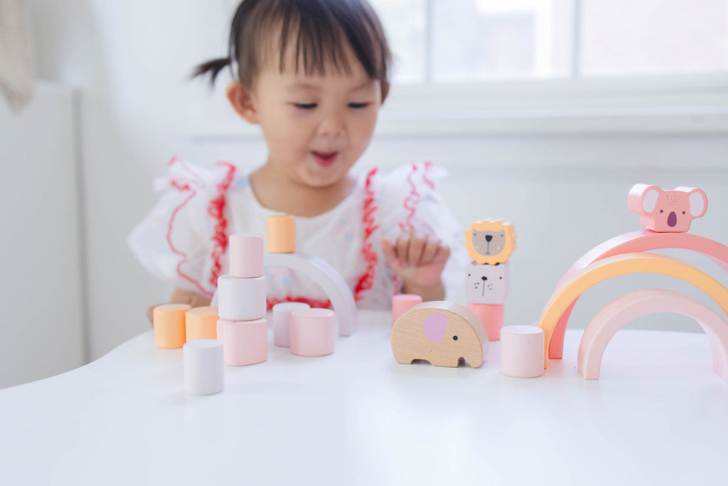 Pink Animal Rainbow Stacking Toy SpiritnSprout