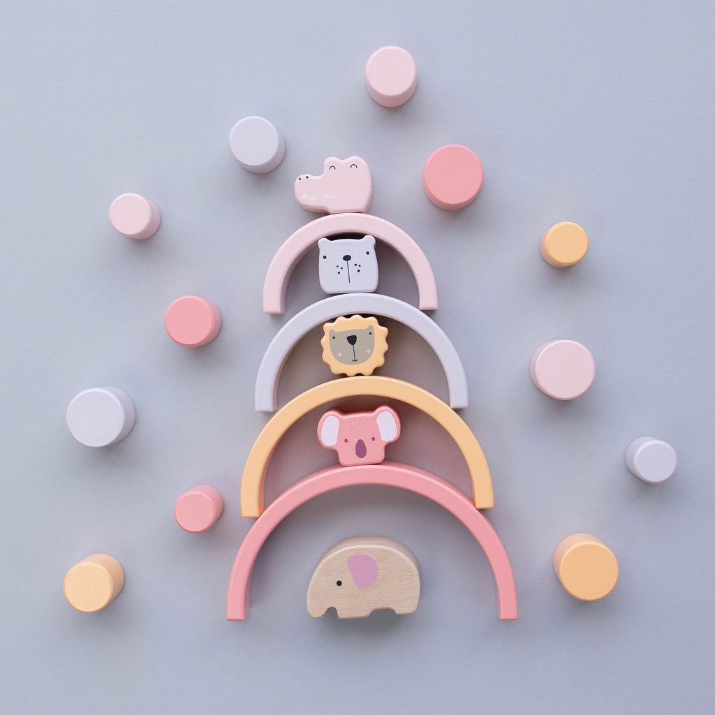 Pink Animal Rainbow Stacking Toy SpiritnSprout