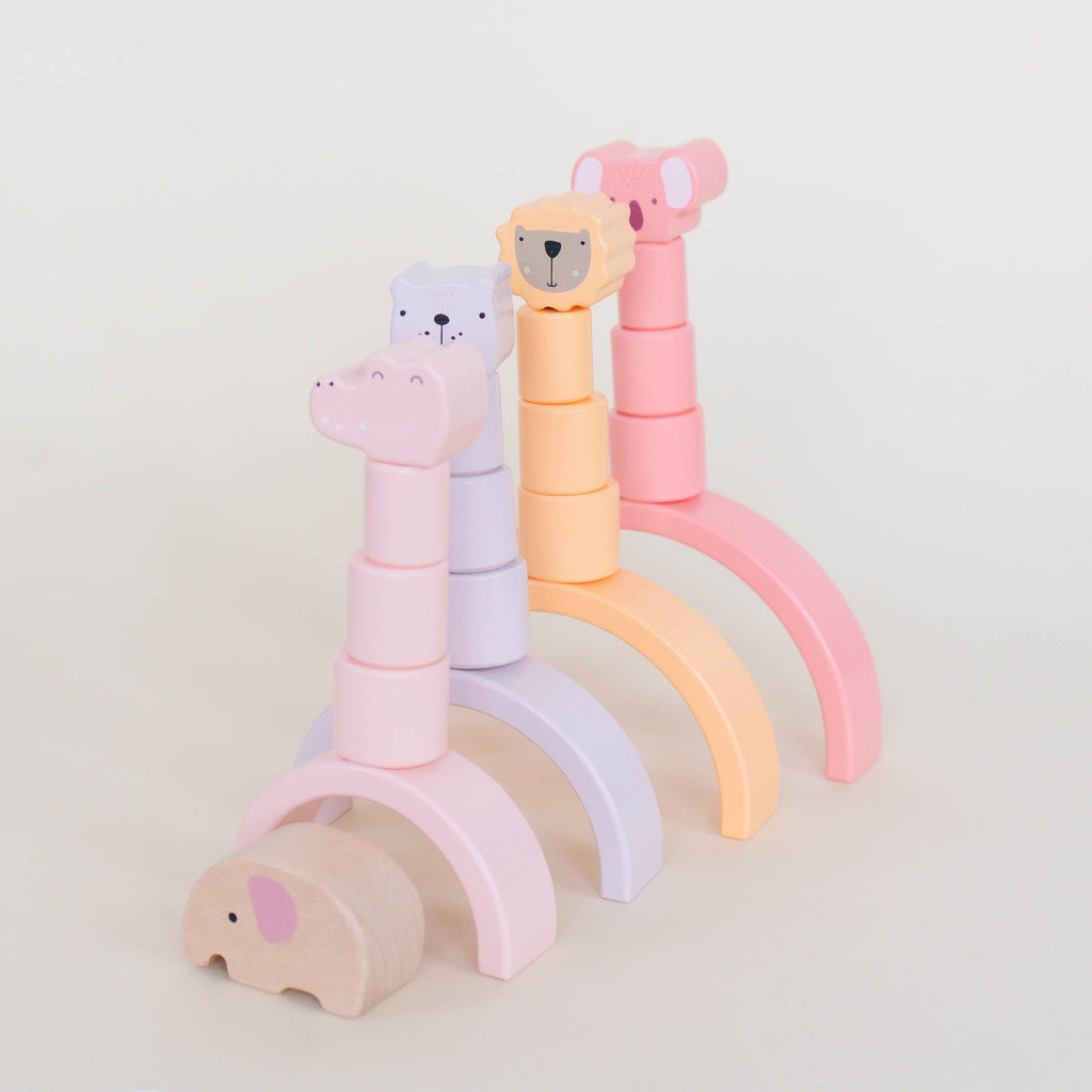 Pink Animal Rainbow Stacking Toy SpiritnSprout