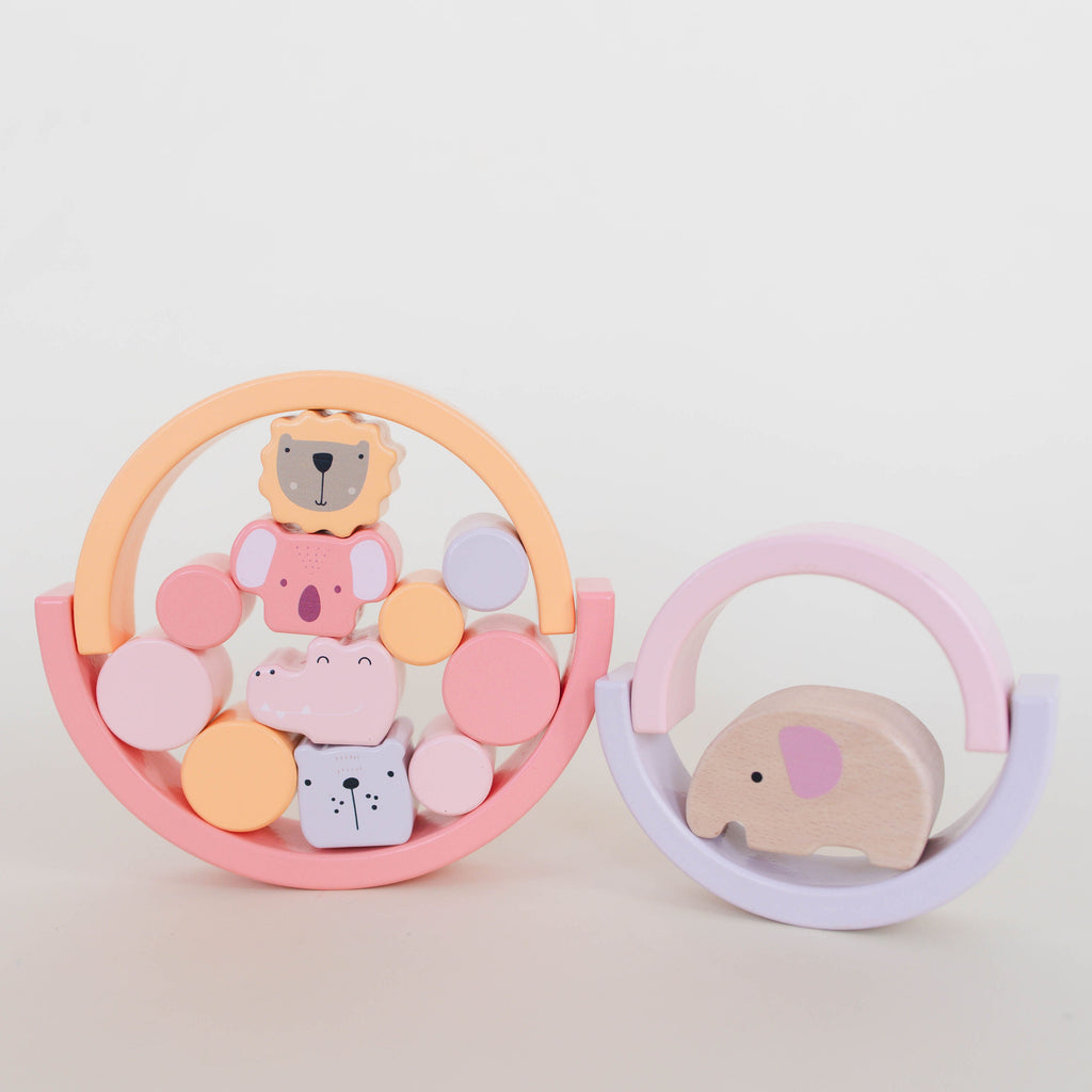 Pink Animal Rainbow Stacking Toy SpiritnSprout