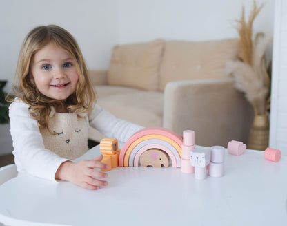 Pink Animal Rainbow Stacking Toy