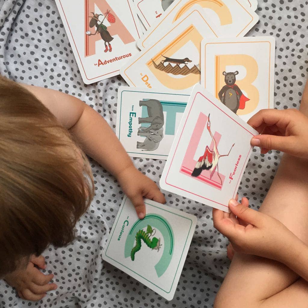 Fearless Flamingo - Kids Positivity Mindfulness Flashcards, Alphabet Flashcards Fearless Flamingo