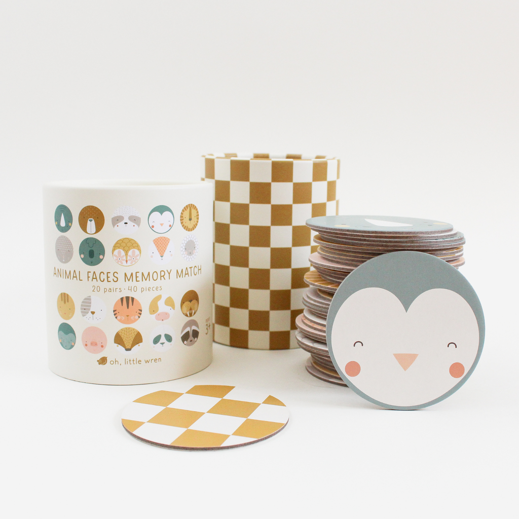 Memory Match - Animal Faces Memory Matching Game oh, little wren