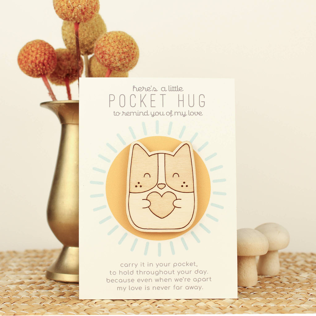 Wooden Pocket Hug, Dog. Thinking of You Gift oh, little wren