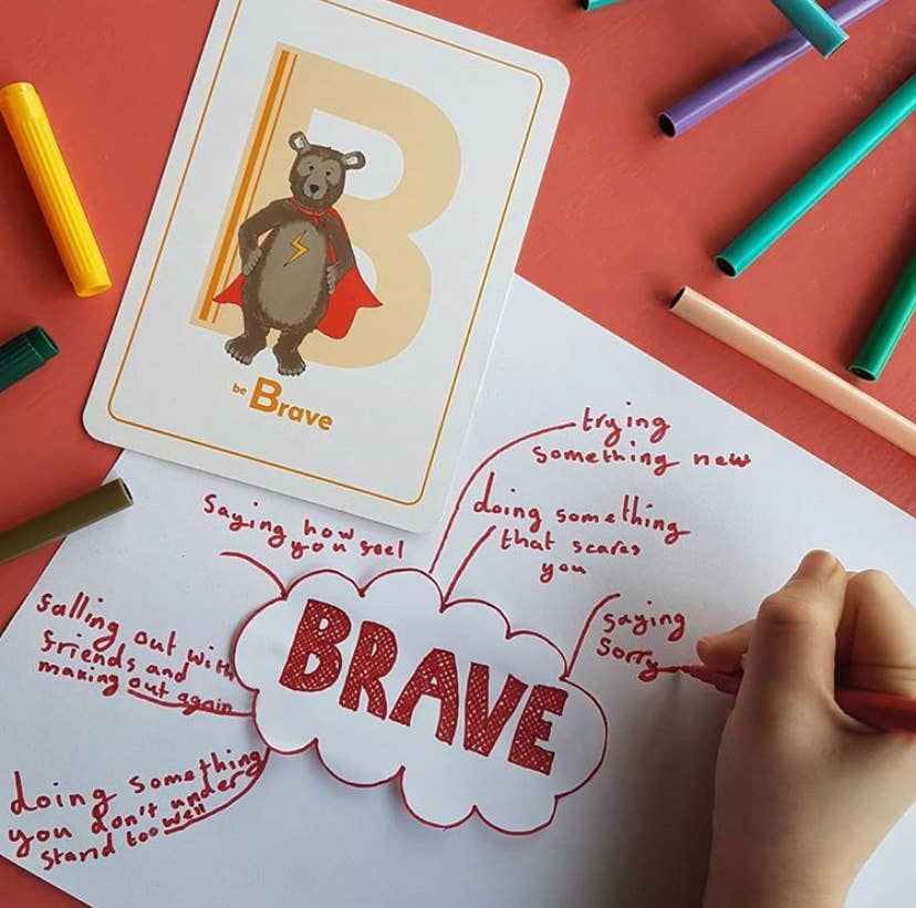 Fearless Flamingo - Kids Positivity Mindfulness Flashcards, Alphabet Flashcards Fearless Flamingo