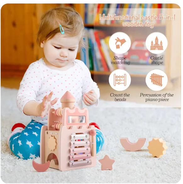 Pink Wooden Castle with Blocks