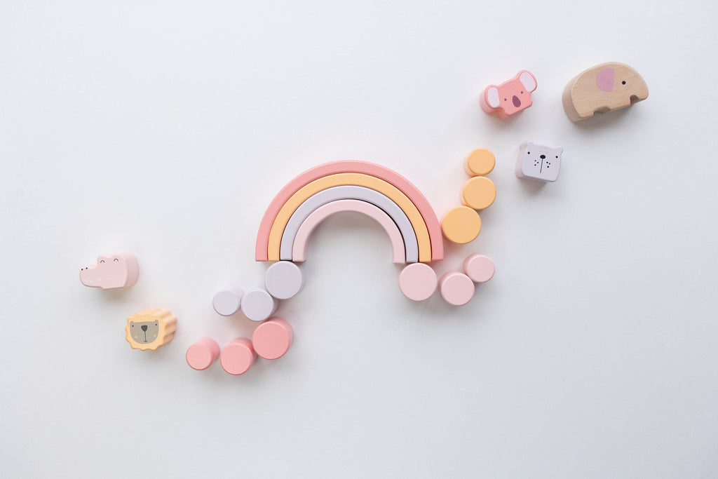 Pink Animal Rainbow Stacking Toy SpiritnSprout