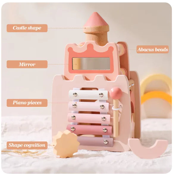 Pink Wooden Castle with Blocks