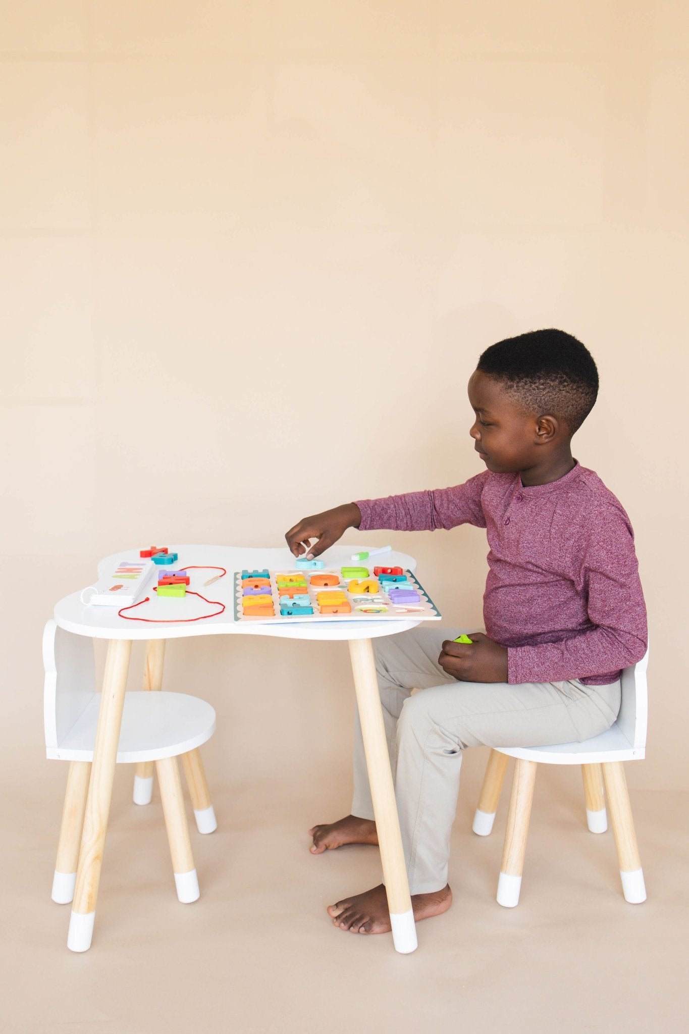 ABC Puzzle Set with Flashcards, Whiteboard, Lacing String and Storage Bag - Alphabet Learning Toys - SpiritnSprout