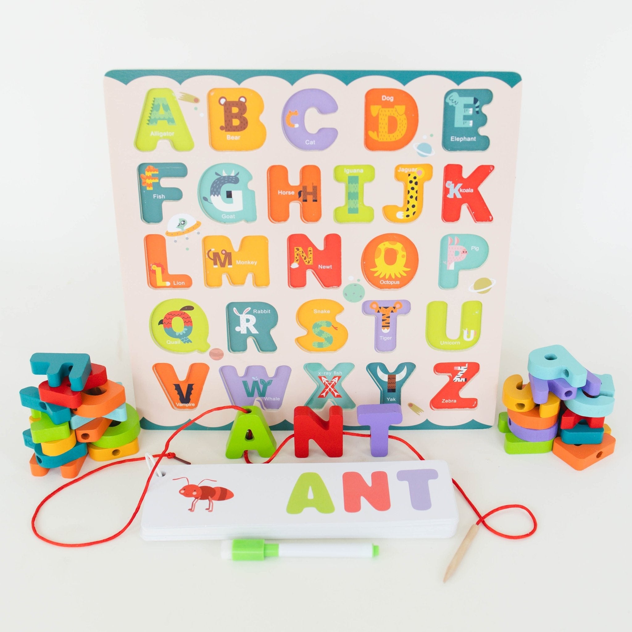 ABC Puzzle Set with Flashcards + Whiteboard – SpiritnSprout