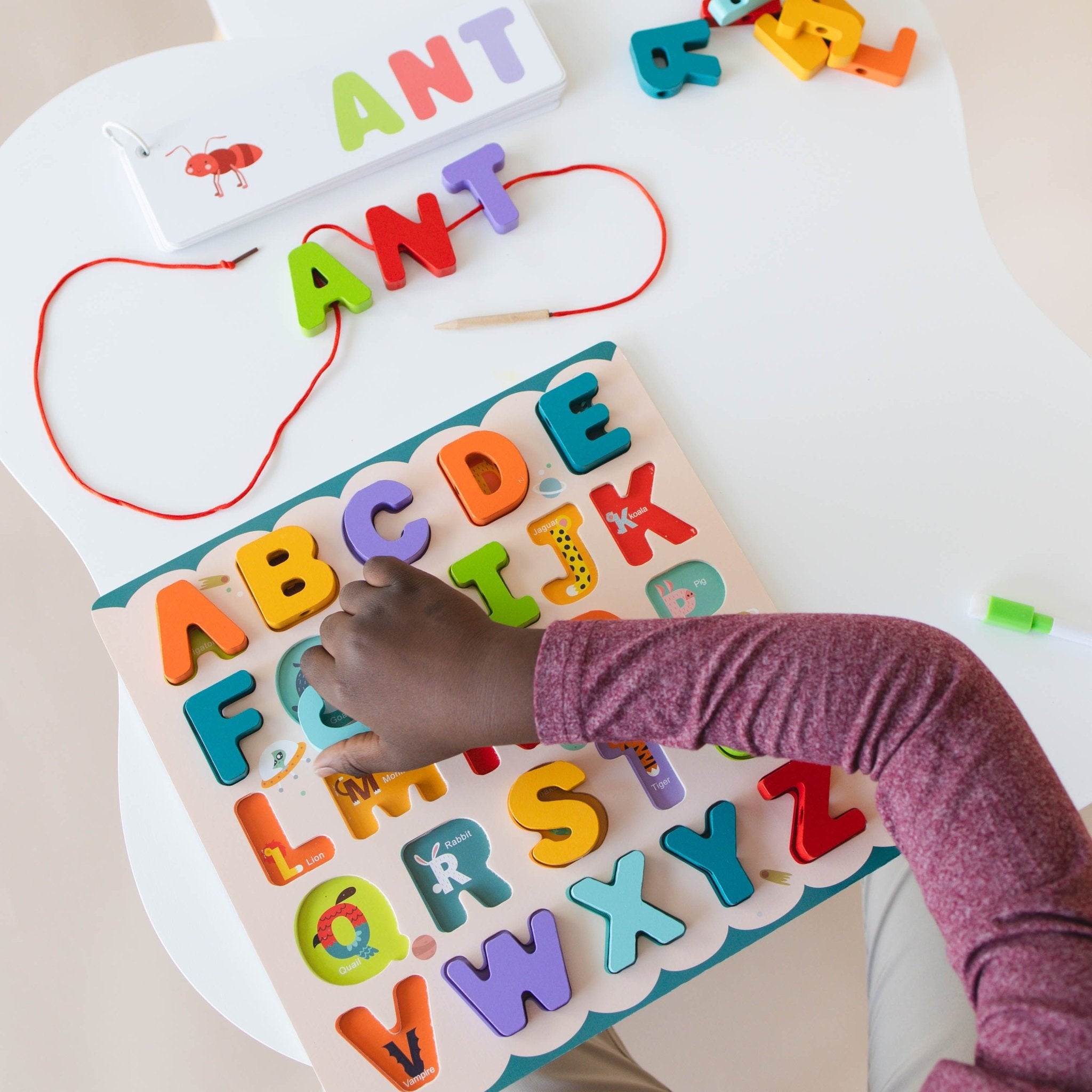 ABC Puzzle Set with Flashcards Whiteboard SpiritnSprout