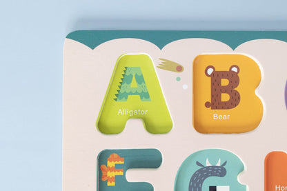 ABC Puzzle Set with Flashcards, Whiteboard, Lacing String and Storage Bag - Alphabet Learning Toys - SpiritnSprout