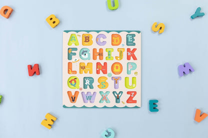 ABC Puzzle Set with Flashcards, Whiteboard, Lacing String and Storage Bag - Alphabet Learning Toys - SpiritnSprout