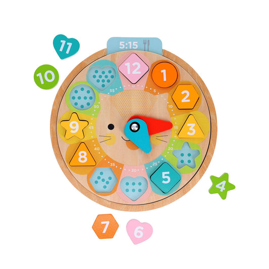 Multi-Language + Counting + Colors Wooden Learning Clock