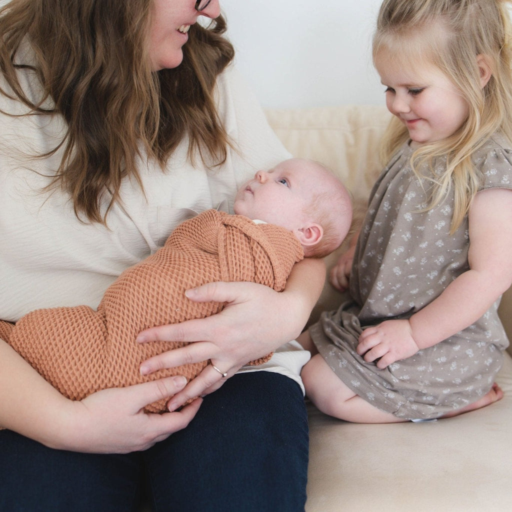 Cinnamon Waffle Bamboo Baby Blanket, 40"x40"- Soft Baby Swaddle Blanket Gender Neutral Baby Shower Gift - SpiritnSprout