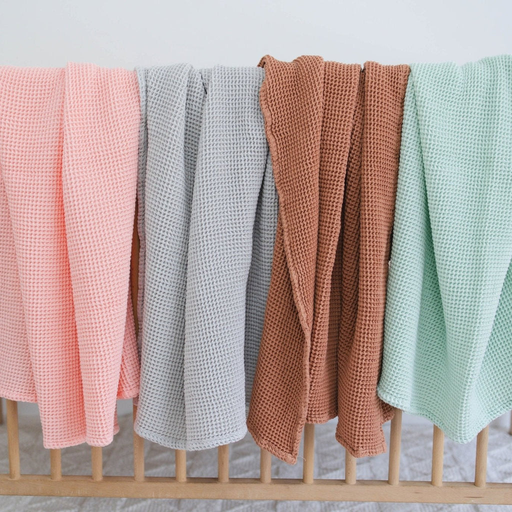 Cinnamon Waffle Bamboo Baby Blanket, 40"x40"- Soft Baby Swaddle Blanket Gender Neutral Baby Shower Gift - SpiritnSprout