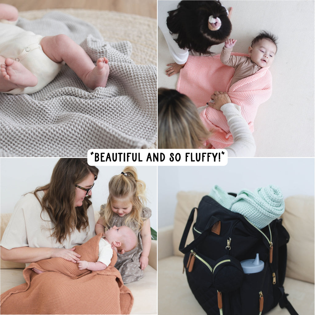 Cinnamon Waffle Bamboo Baby Blanket, 40"x40"- Soft Baby Swaddle Blanket Gender Neutral Baby Shower Gift - SpiritnSprout