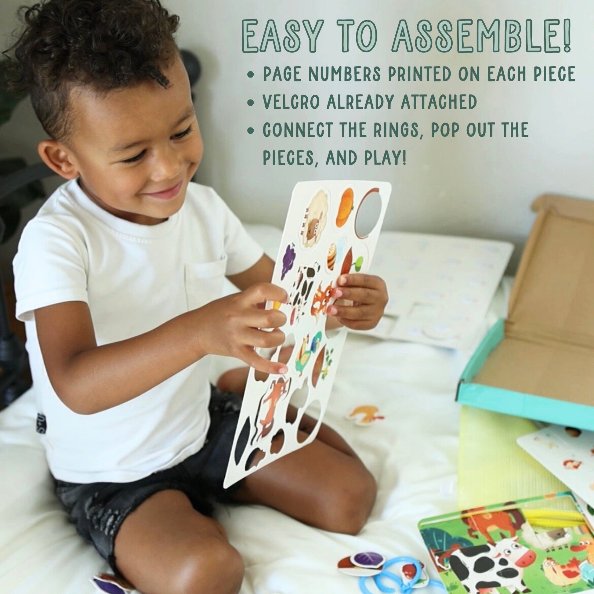 Farm Busy Book for Toddlers - Preassembled with Zipper Pouch - Velcro Matching Activity Book - SpiritnSprout