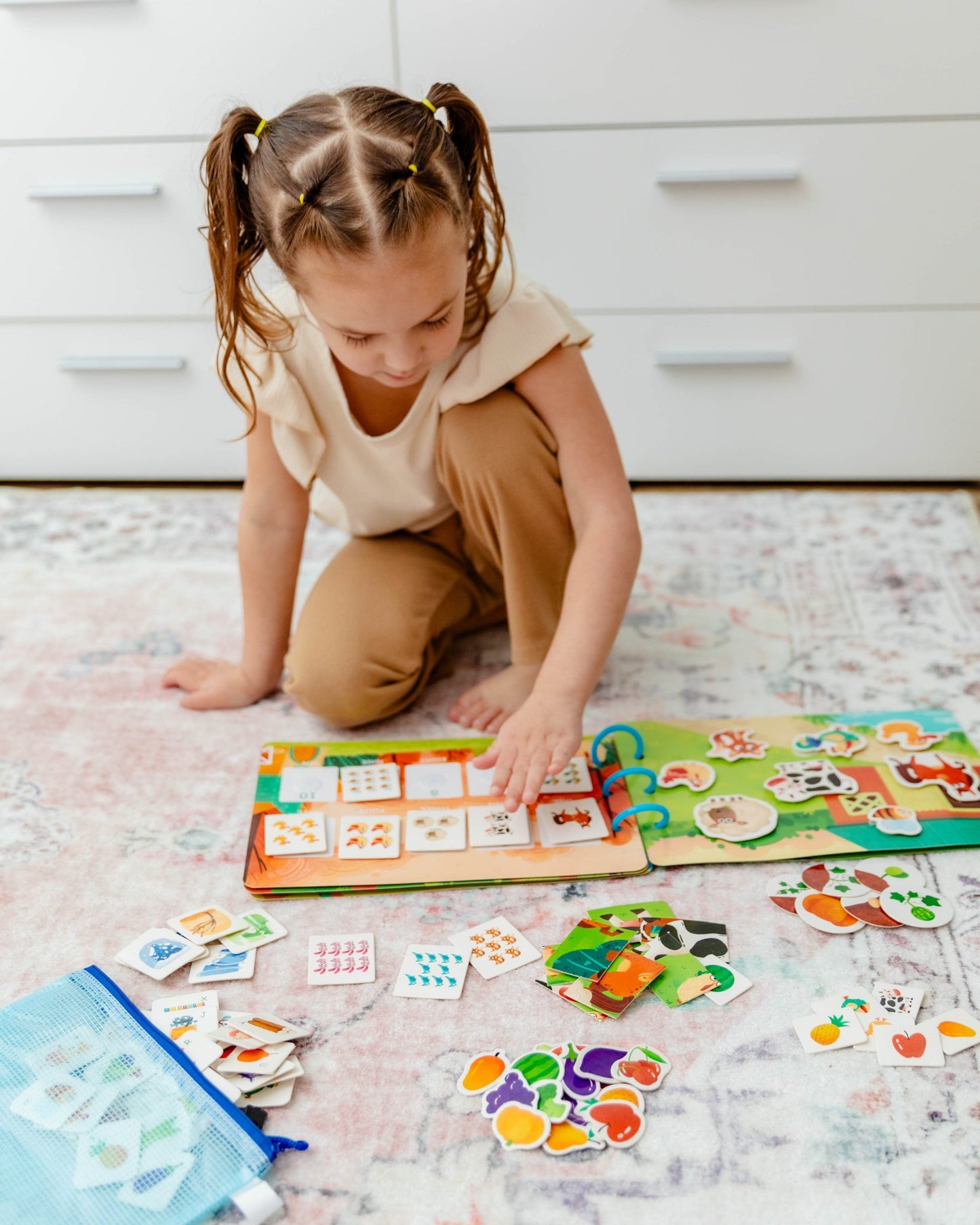 Farm Busy Book for Toddlers - Preassembled with Zipper Pouch - Velcro Matching Activity Book - SpiritnSprout