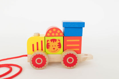 Farm Wooden Train Set for Kids - Pull Along Stacking Train - SpiritnSprout