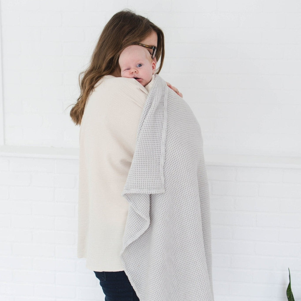 Grey Waffle Bamboo Baby Blanket, 40"x40"- Soft Baby Swaddle Blanket Gender Neutral Baby Shower Gift - SpiritnSprout