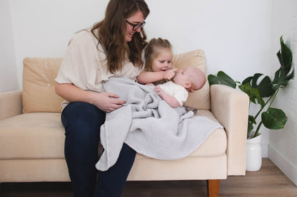 Grey Waffle Bamboo Baby Blanket, 40"x40"- Soft Baby Swaddle Blanket Gender Neutral Baby Shower Gift - SpiritnSprout