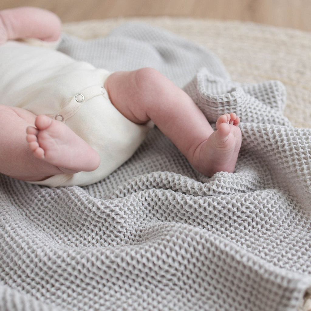 Grey Waffle Bamboo Baby Blanket, 40"x40"- Soft Baby Swaddle Blanket Gender Neutral Baby Shower Gift - SpiritnSprout