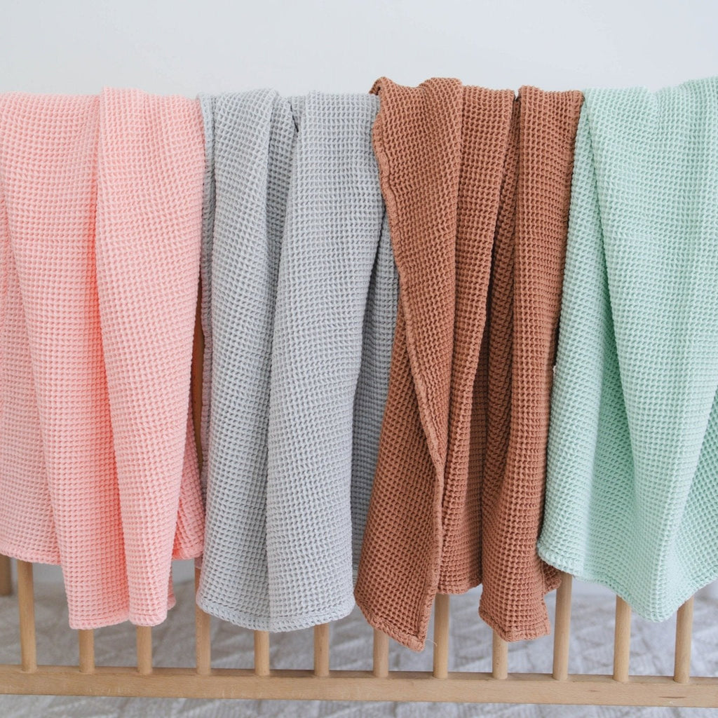 Rose Pink Waffle Bamboo Baby Blanket, 40"x40"- Soft Baby Swaddle Blanket Baby Shower Gift - SpiritnSprout