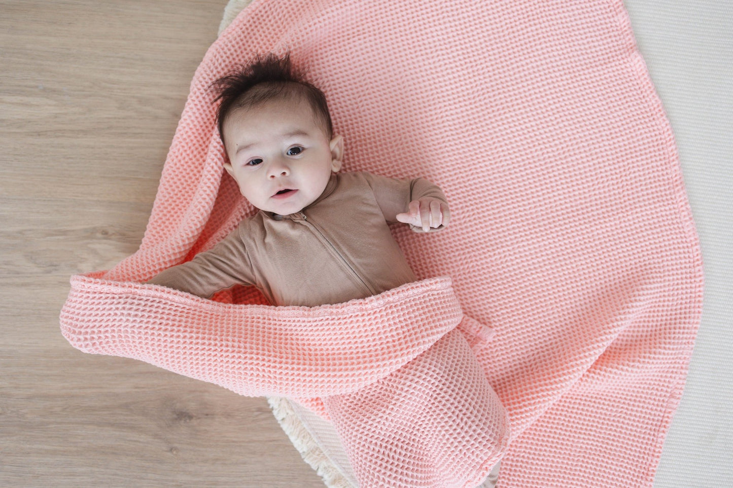 Rose Pink Waffle Bamboo Baby Blanket, 40"x40"- Soft Baby Swaddle Blanket Baby Shower Gift - SpiritnSprout