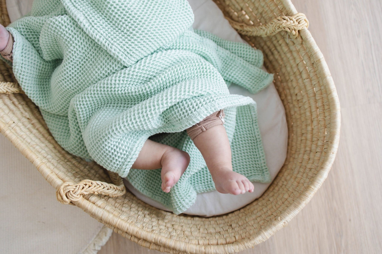 Seafoam Waffle Bamboo Baby Blanket, 40"x40"- Soft Baby Swaddle Blanket Gender Neutral Baby Shower Gift - SpiritnSprout