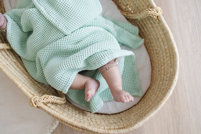 Seafoam Waffle Bamboo Baby Blanket, 40"x40"- Soft Baby Swaddle Blanket Gender Neutral Baby Shower Gift - SpiritnSprout