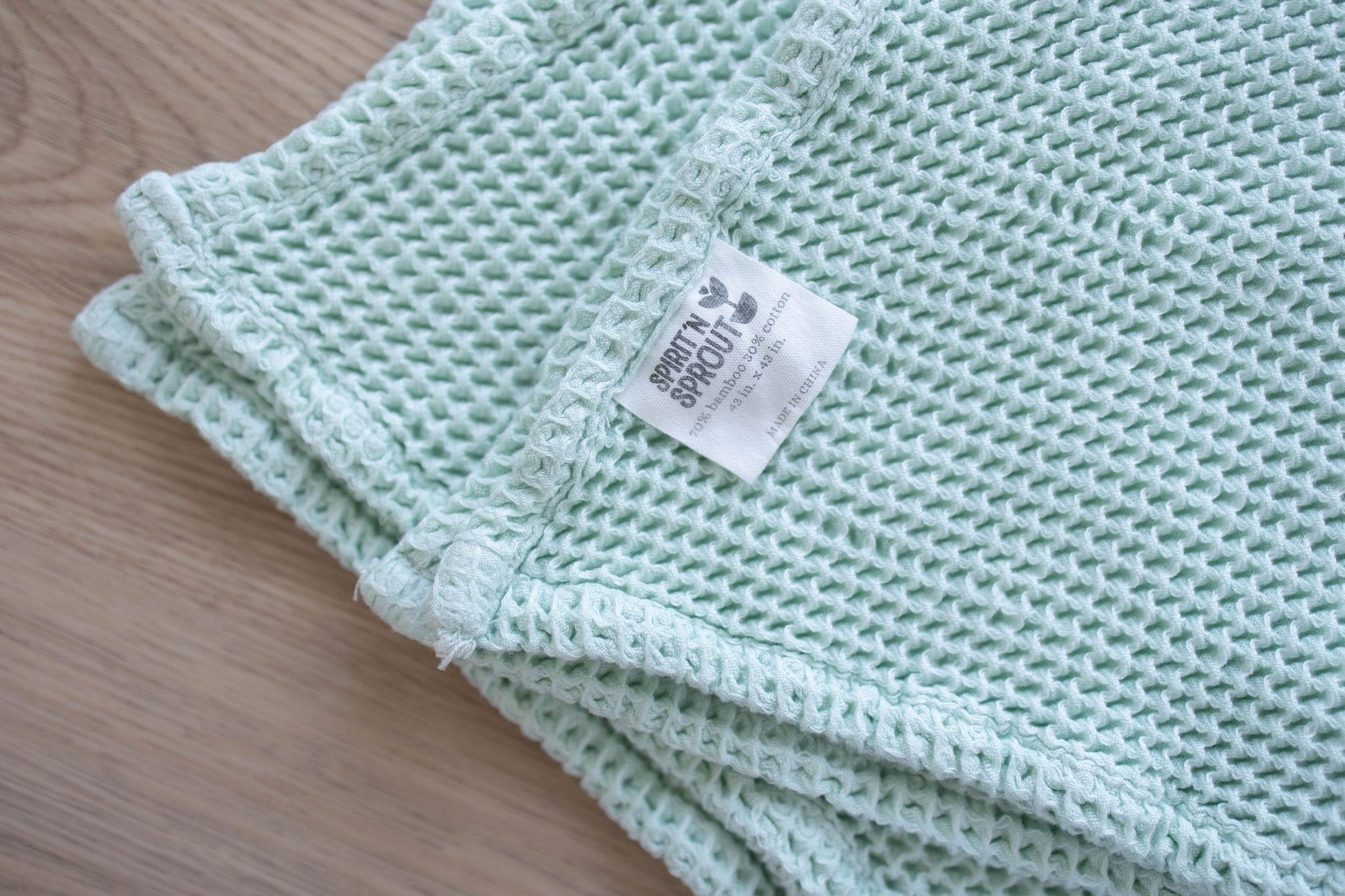 Seafoam Waffle Bamboo Baby Blanket, 40"x40"- Soft Baby Swaddle Blanket Gender Neutral Baby Shower Gift - SpiritnSprout