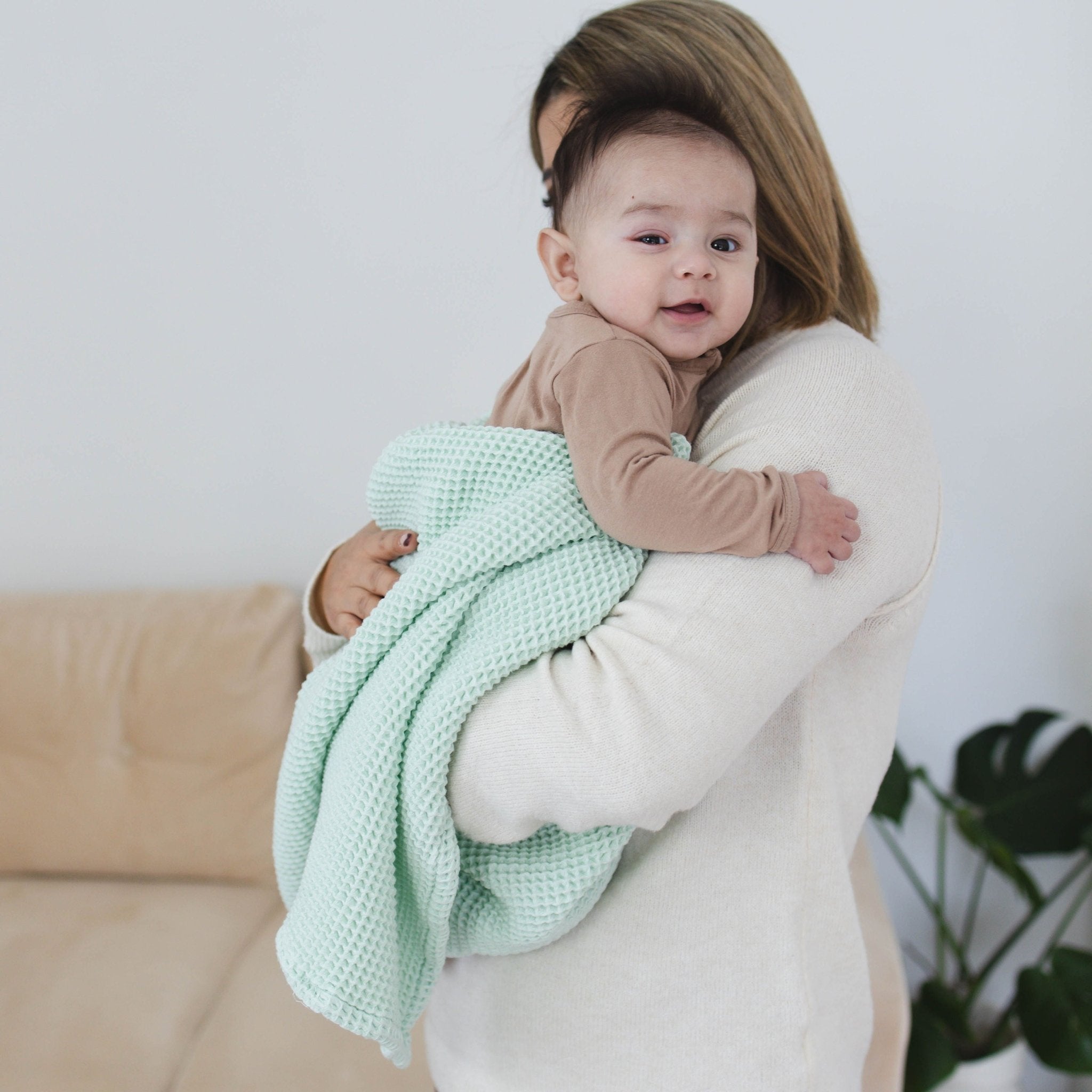 Seafoam Waffle Baby Blanket – SpiritnSprout - Main Image