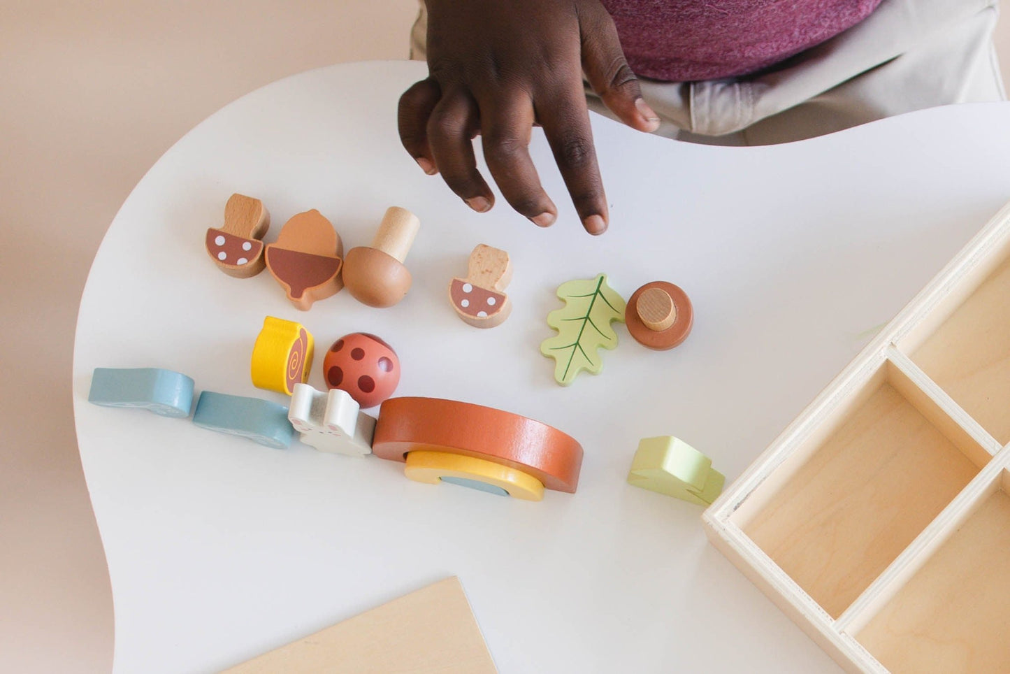 Wooden Forest Sensory Bin Accessories - Montessori Toddler Toys - Wooden Stacking Blocks - SpiritnSprout