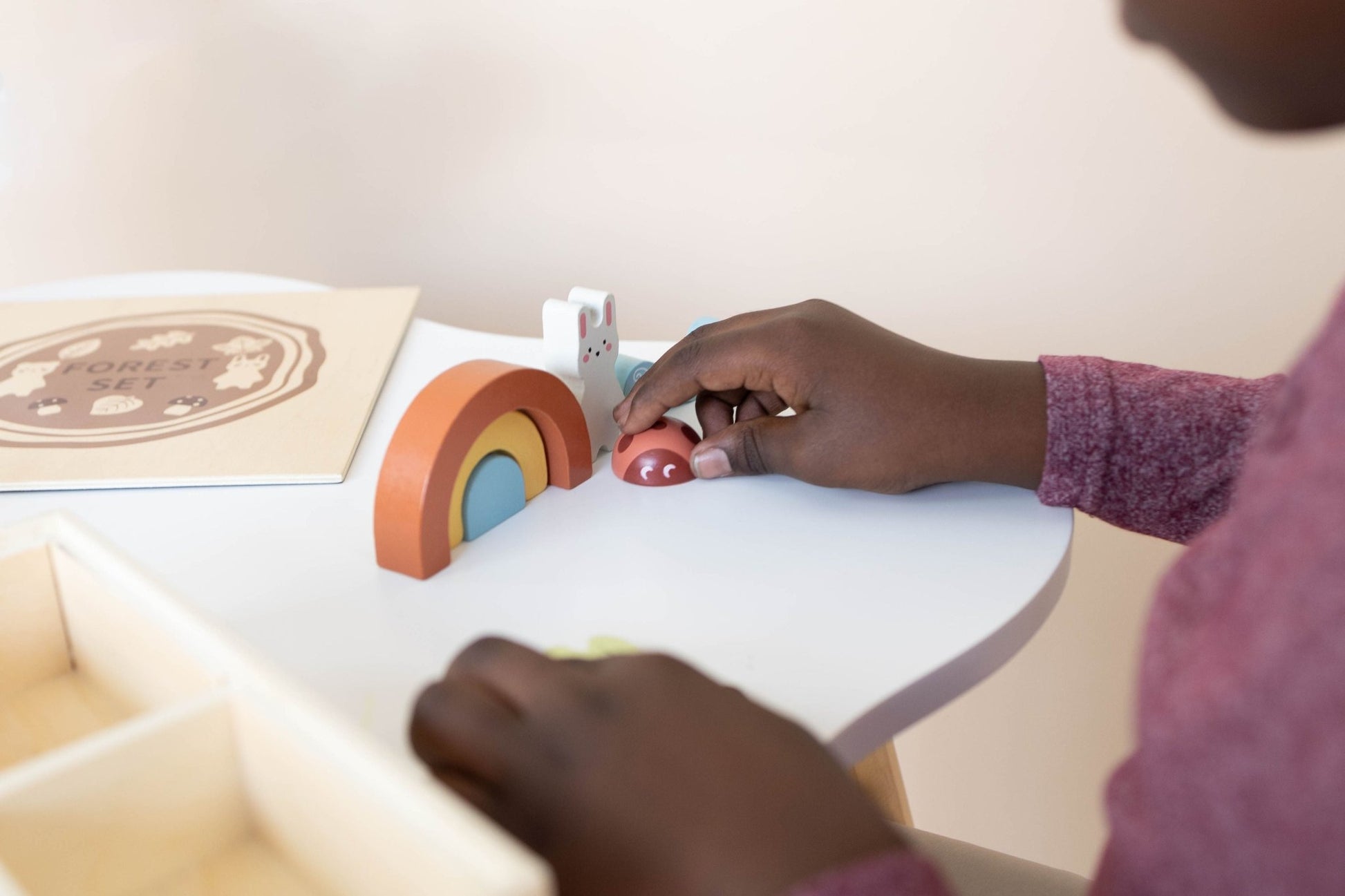 Wooden Forest Sensory Bin Accessories - Montessori Toddler Toys - Wooden Stacking Blocks - SpiritnSprout