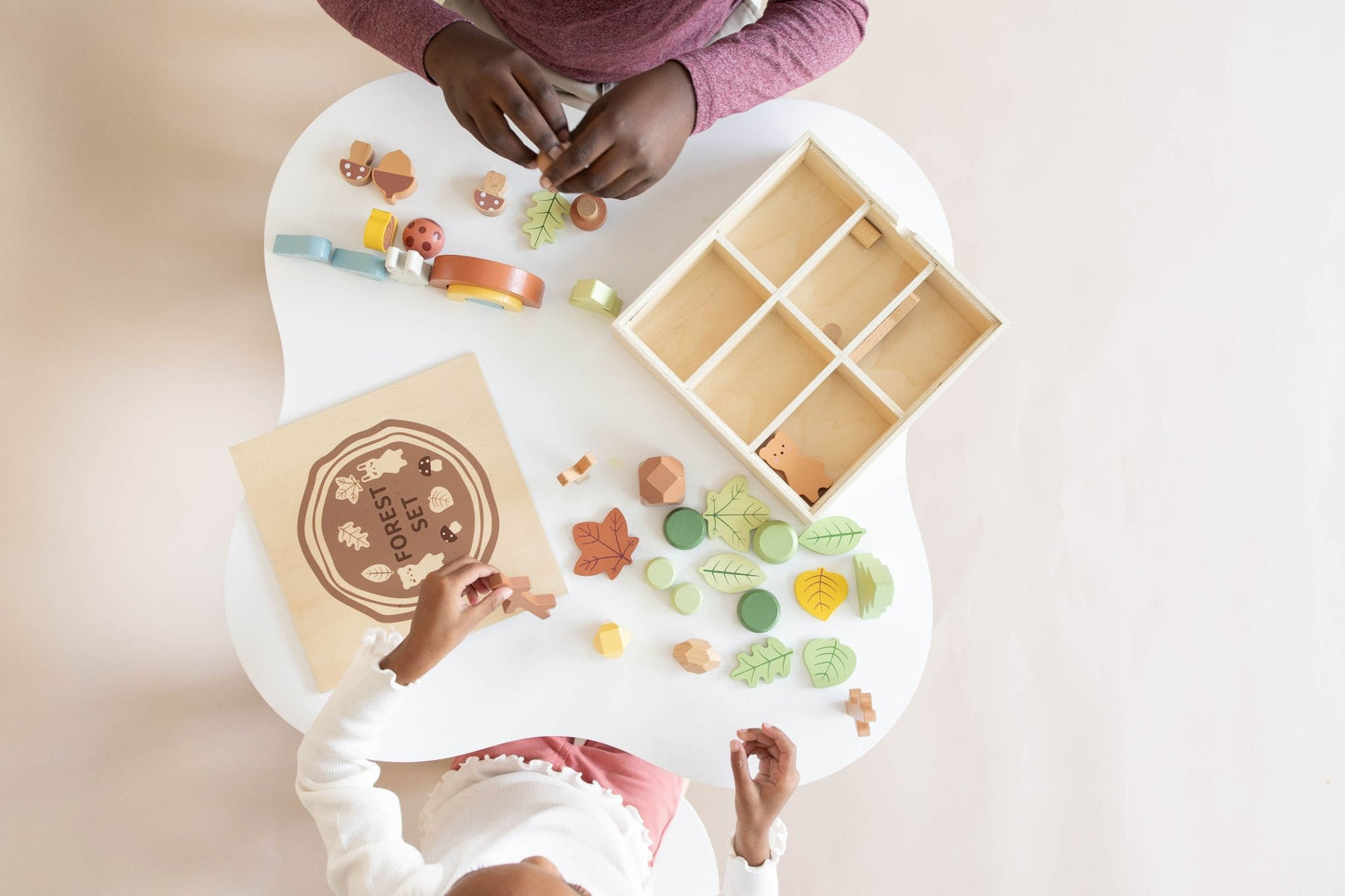 Wooden Forest Sensory Bin Accessories - Montessori Toddler Toys - Wooden Stacking Blocks - SpiritnSprout