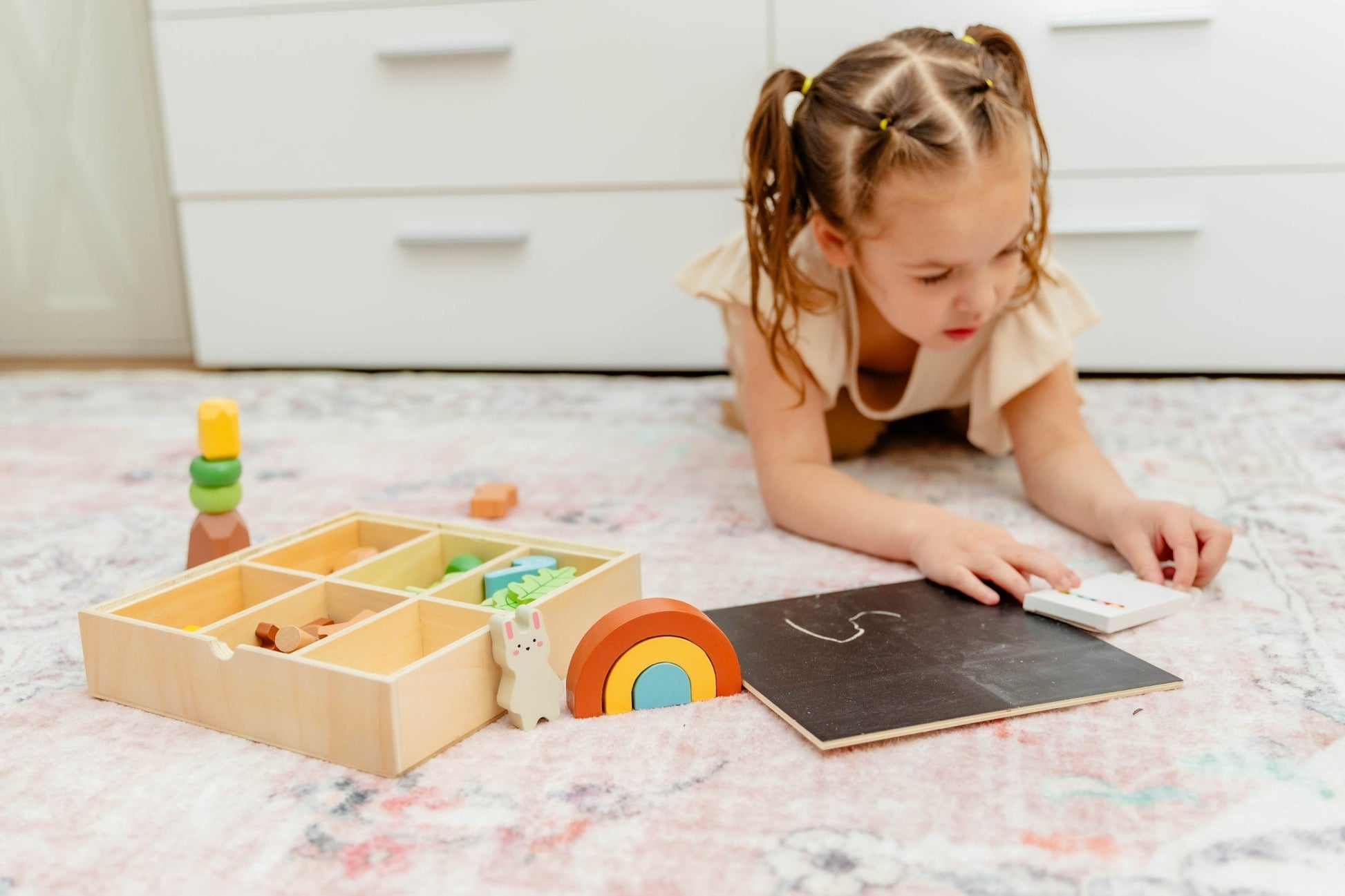 Wooden Forest Sensory Bin Accessories - Montessori Toddler Toys - Wooden Stacking Blocks - SpiritnSprout