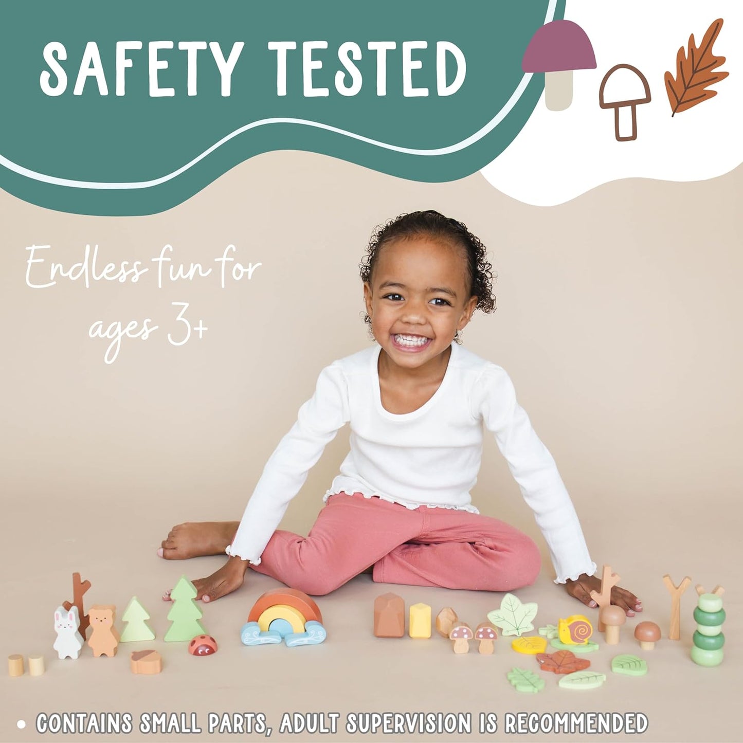 Wooden Forest Sensory Bin Accessories - Montessori Toddler Toys - Wooden Stacking Blocks - SpiritnSprout