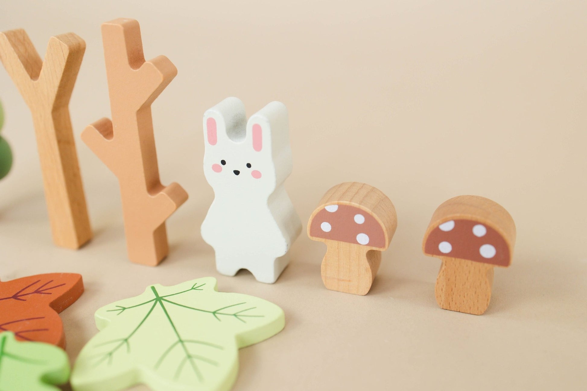 Wooden Forest Sensory Bin Accessories - Montessori Toddler Toys - Wooden Stacking Blocks - SpiritnSprout